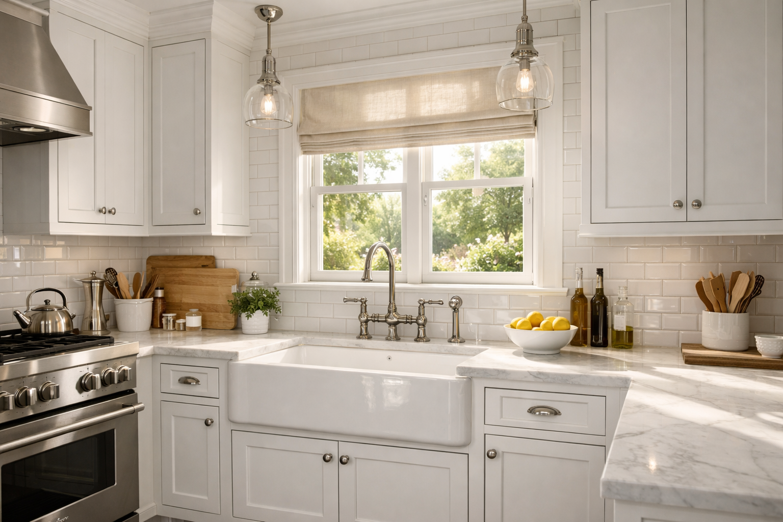 Classic white kitchen cabinetry